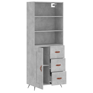 vidaXL Highboard Concrete Grey 69.5x34x180 cm Engineered Wood