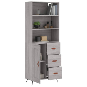 vidaXL Highboard Grey Sonoma 69.5x34x180 cm Engineered Wood