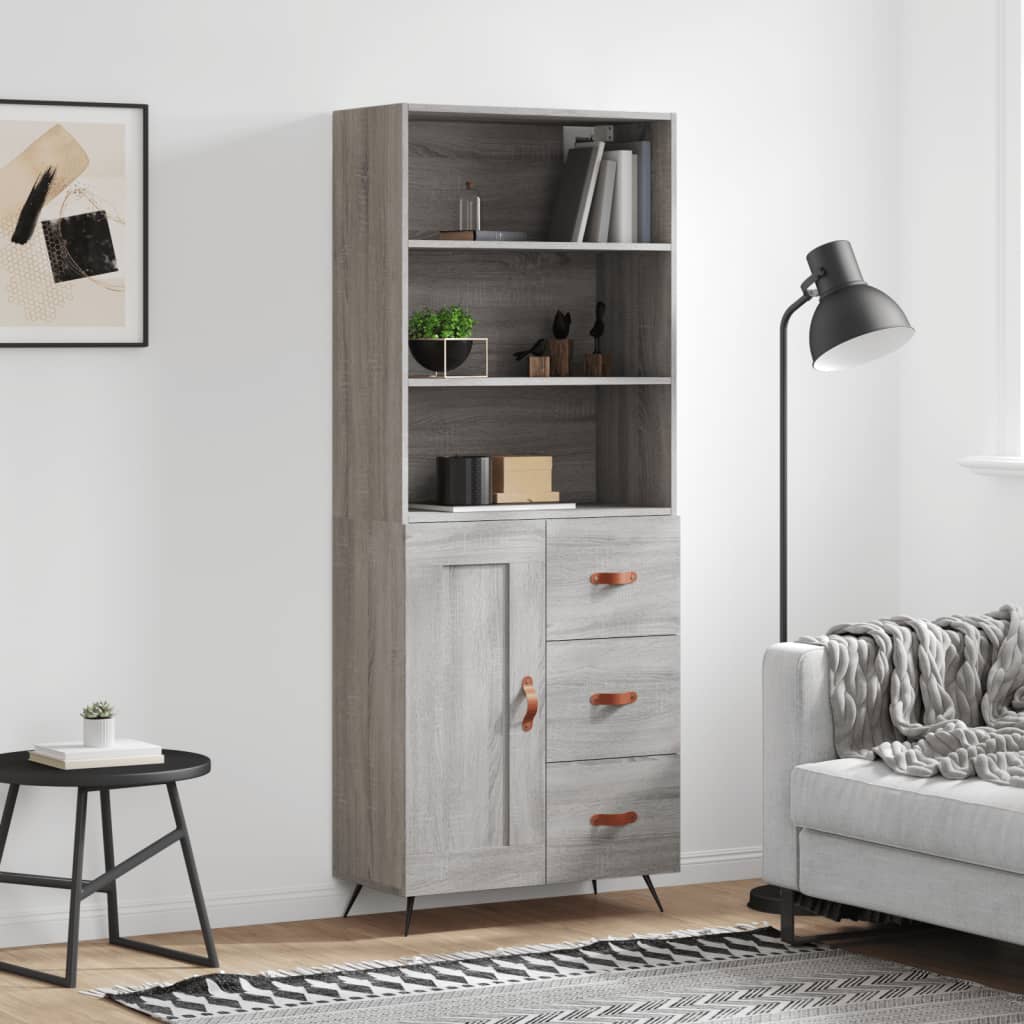 vidaXL Highboard Grey Sonoma 69.5x34x180 cm Engineered Wood