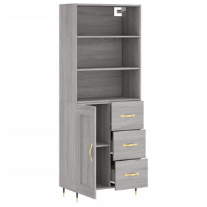 vidaXL Highboard Grey Sonoma 69.5x34x180 cm Engineered Wood