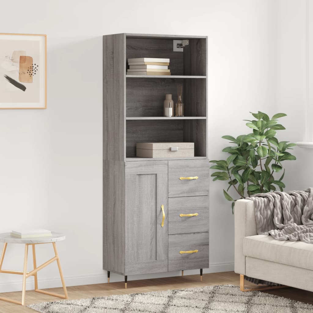 vidaXL Highboard Grey Sonoma 69.5x34x180 cm Engineered Wood