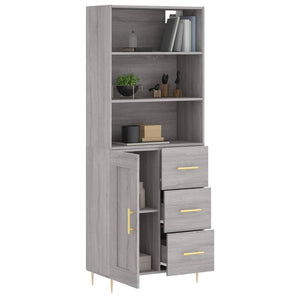 vidaXL Highboard Grey Sonoma 69.5x34x180 cm Engineered Wood