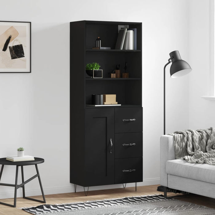 vidaXL Highboard Black 69.5x34x180 cm Engineered Wood