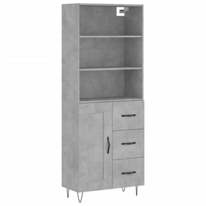 vidaXL Highboard Concrete Grey 69.5x34x180 cm Engineered Wood