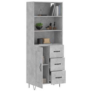 vidaXL Highboard Concrete Grey 69.5x34x180 cm Engineered Wood