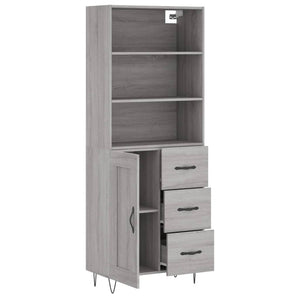 vidaXL Highboard Grey Sonoma 69.5x34x180 cm Engineered Wood