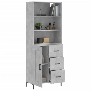 vidaXL Highboard Concrete Grey 69.5x34x180 cm Engineered Wood