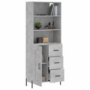 vidaXL Highboard Concrete Grey 69.5x34x180 cm Engineered Wood