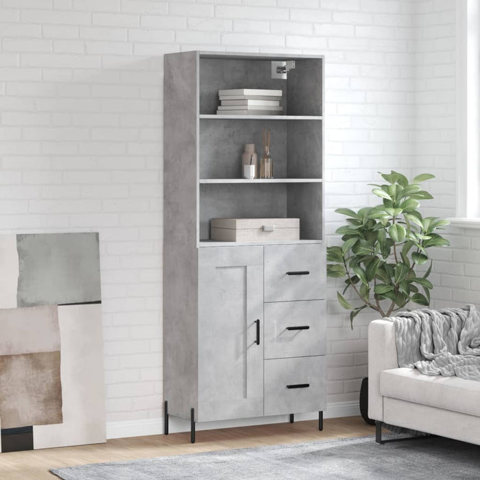 vidaXL Highboard Concrete Grey 69.5x34x180 cm Engineered Wood