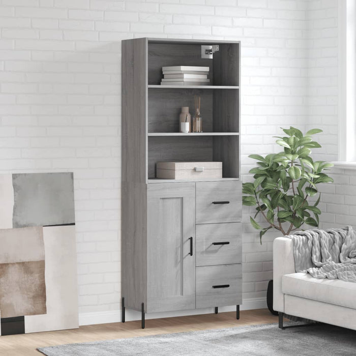 vidaXL Highboard Grey Sonoma 69.5x34x180 cm Engineered Wood