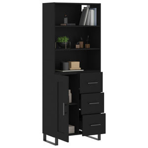 vidaXL Highboard Black 69.5x34x180 cm Engineered Wood