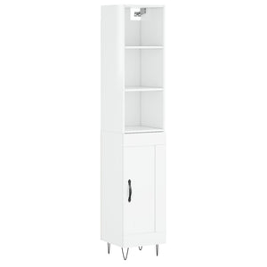 vidaXL Highboard High Gloss White 34.5x34x180 cm Engineered Wood