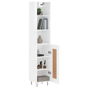 vidaXL Highboard High Gloss White 34.5x34x180 cm Engineered Wood