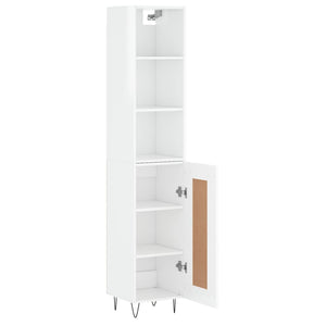 vidaXL Highboard High Gloss White 34.5x34x180 cm Engineered Wood