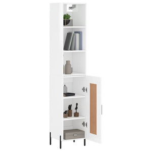 vidaXL Highboard High Gloss White 34.5x34x180 cm Engineered Wood