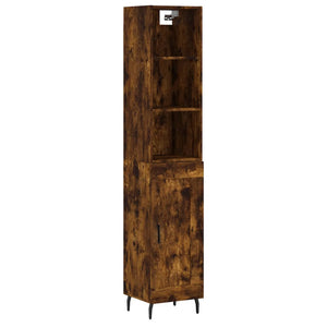 vidaXL Highboard Smoked Oak 34.5x34x180 cm Engineered Wood