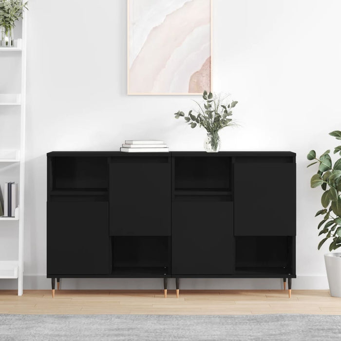 vidaXL Sideboards 2 pcs Black Engineered Wood