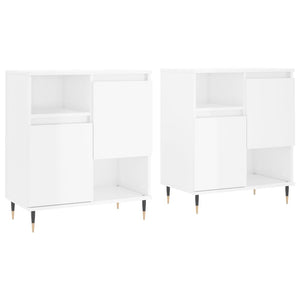 vidaXL Sideboards 2 pcs High Gloss White Engineered Wood