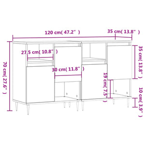 vidaXL Sideboards 2 pcs High Gloss White Engineered Wood