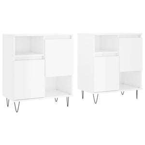 vidaXL Sideboards 2 pcs High Gloss White Engineered Wood