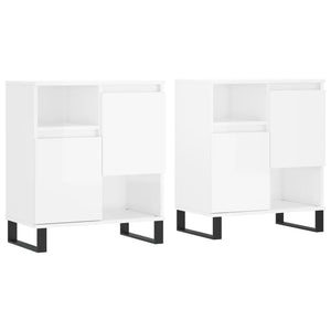 vidaXL Sideboards 2 pcs High Gloss White Engineered Wood