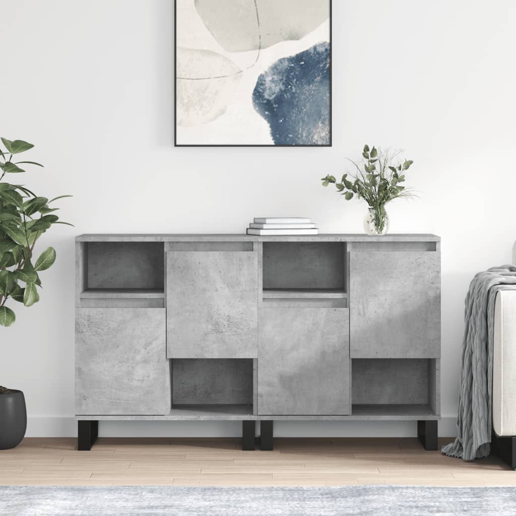 vidaXL Sideboards 2 pcs Concrete Grey Engineered Wood