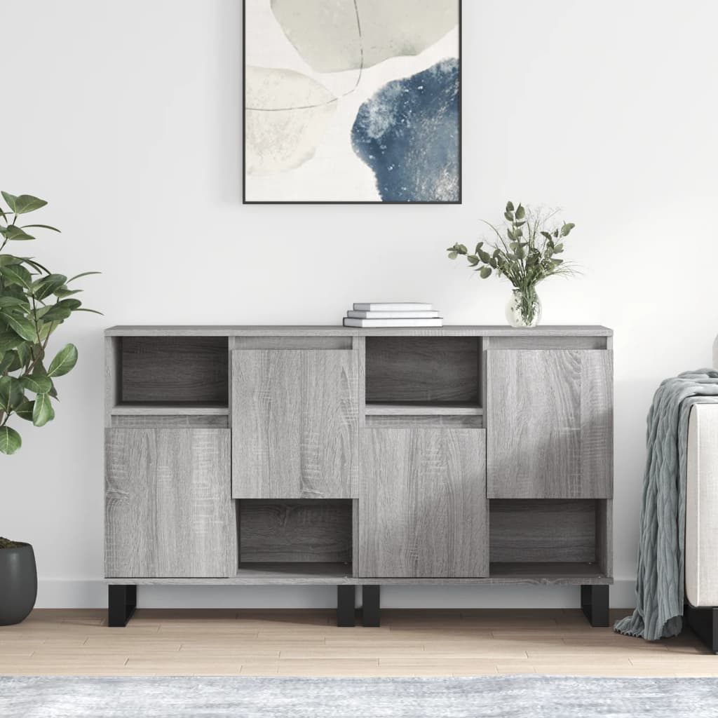 vidaXL Sideboards 2 pcs Grey Sonoma Engineered Wood