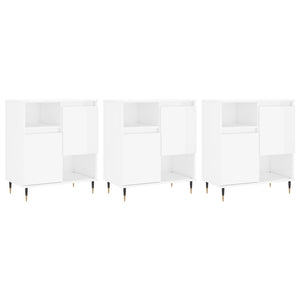 vidaXL Sideboards 3 pcs High Gloss White Engineered Wood