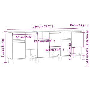 vidaXL Sideboards 3 pcs High Gloss White Engineered Wood