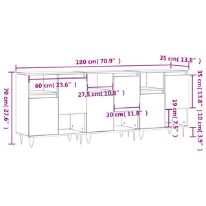 vidaXL Sideboards 3 pcs Concrete Grey Engineered Wood