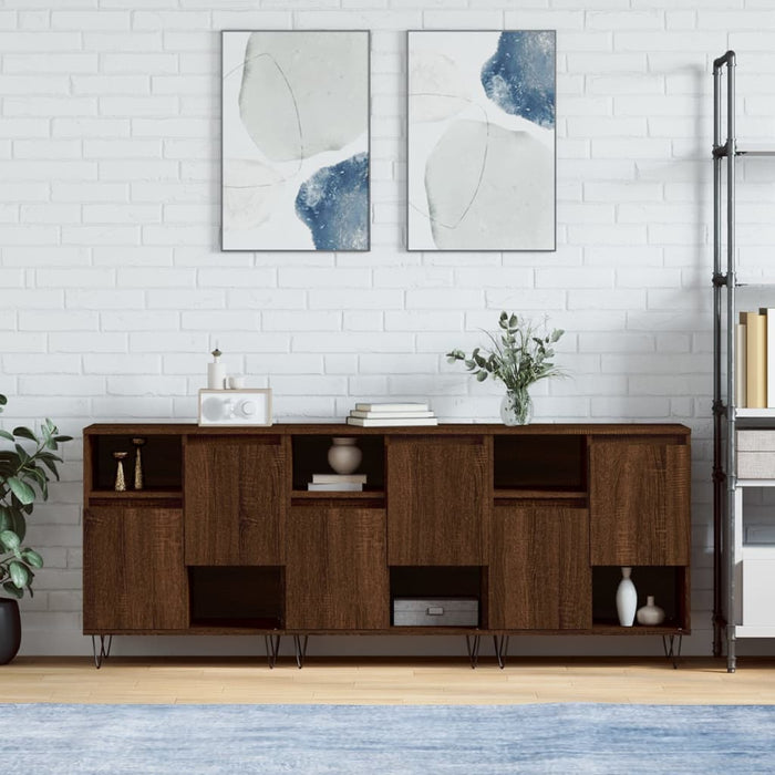 vidaXL Sideboards 3 pcs Brown Oak Engineered Wood