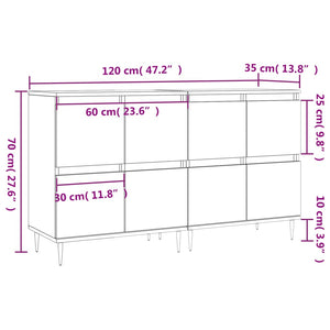 vidaXL Sideboards 2 pcs Black Engineered Wood