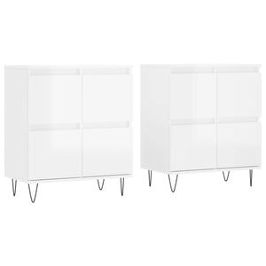 vidaXL Sideboards 2 pcs High Gloss White Engineered Wood