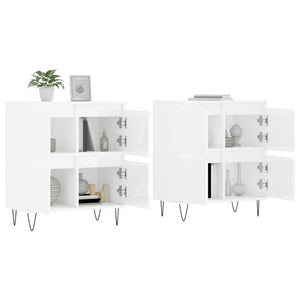 vidaXL Sideboards 2 pcs High Gloss White Engineered Wood