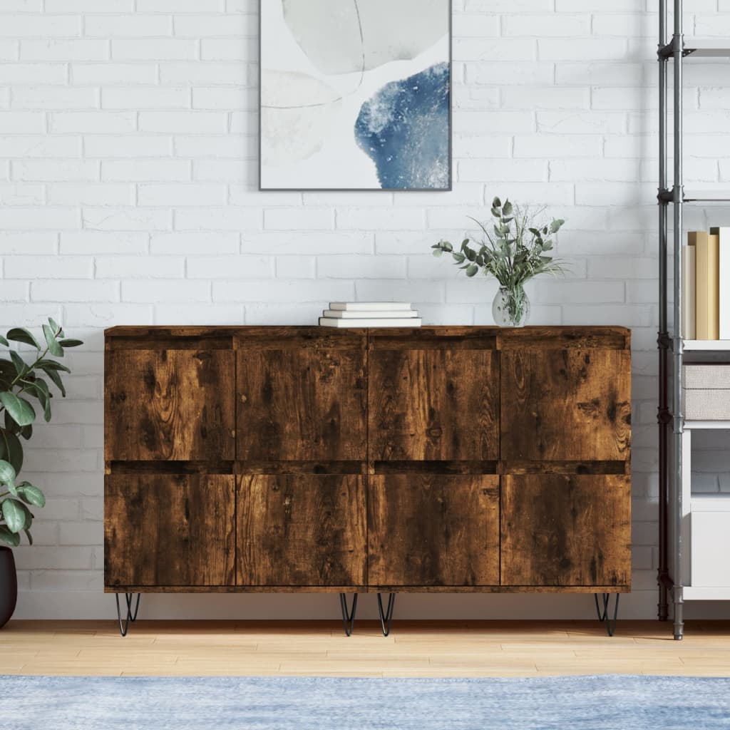 vidaXL Sideboards 2 pcs Smoked Oak Engineered Wood