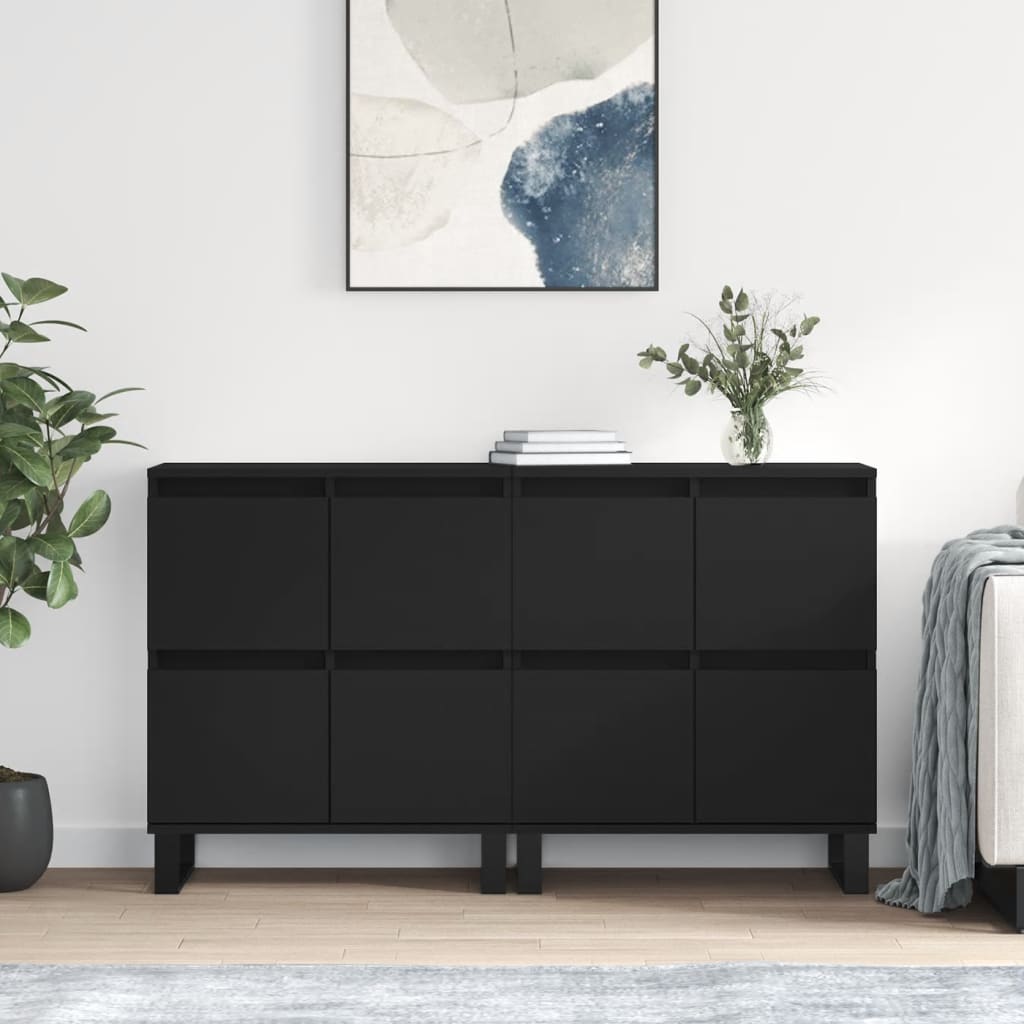 vidaXL Sideboards 2 pcs Black Engineered Wood