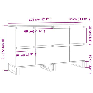 vidaXL Sideboards 2 pcs High Gloss White Engineered Wood