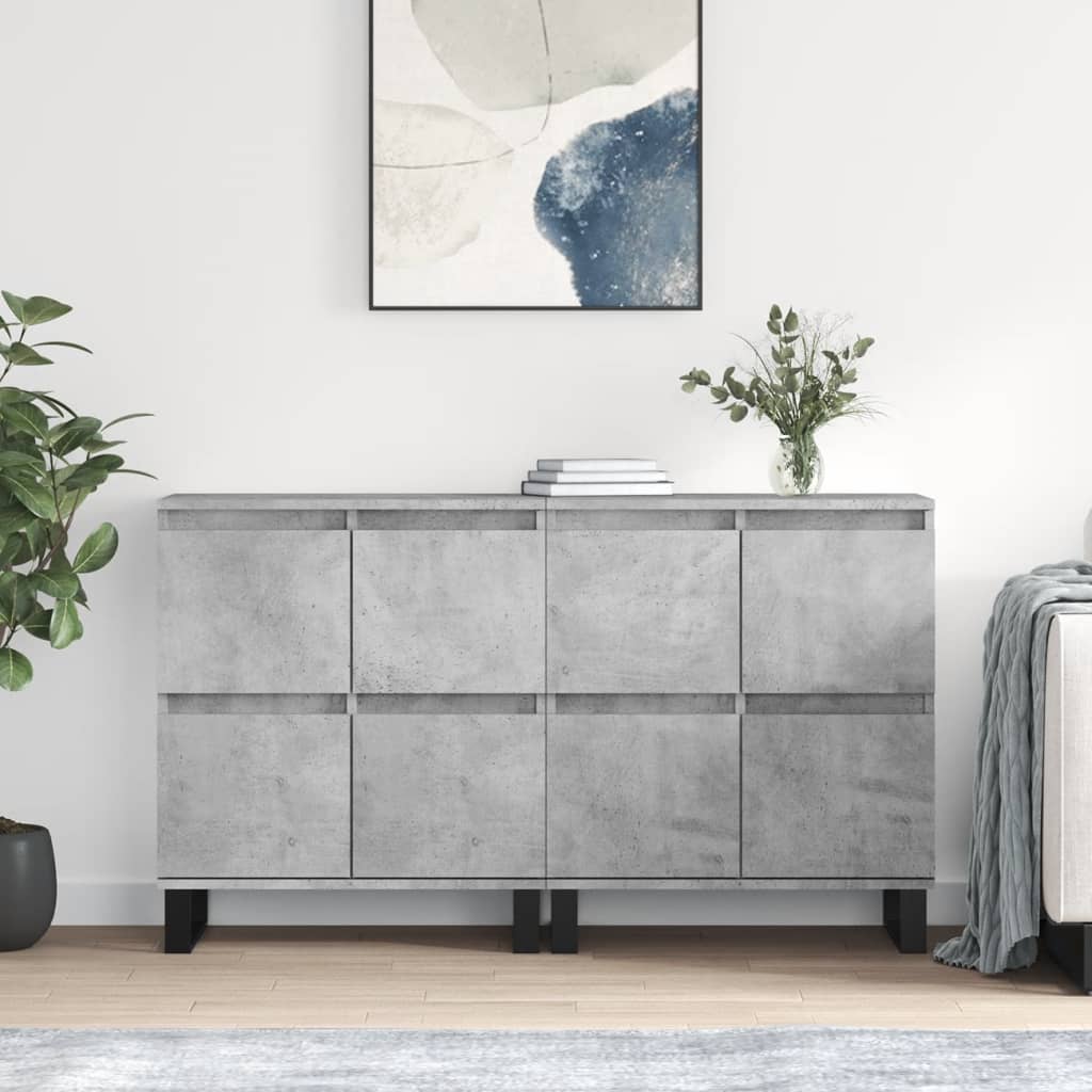 vidaXL Sideboards 2 pcs Concrete Grey Engineered Wood