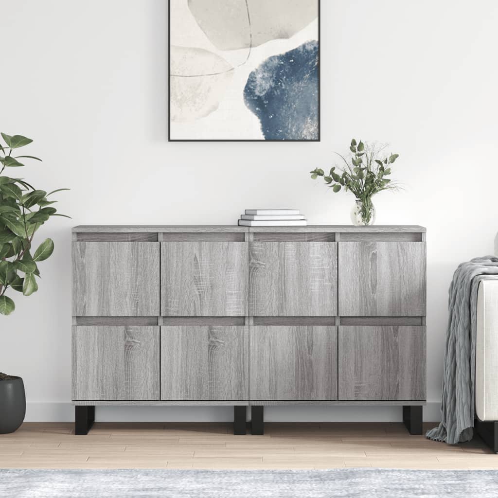 vidaXL Sideboards 2 pcs Grey Sonoma Engineered Wood