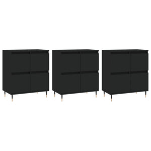 vidaXL Sideboards 3 pcs Black Engineered Wood