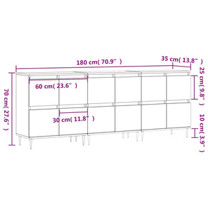 vidaXL Sideboards 3 pcs Black Engineered Wood