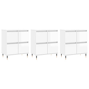 vidaXL Sideboards 3 pcs High Gloss White Engineered Wood