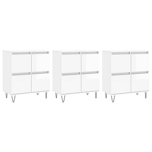 vidaXL Sideboards 3 pcs High Gloss White Engineered Wood