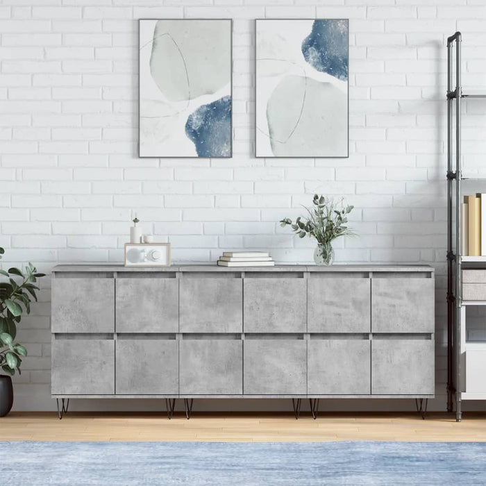 vidaXL Sideboards 3 pcs Concrete Grey Engineered Wood