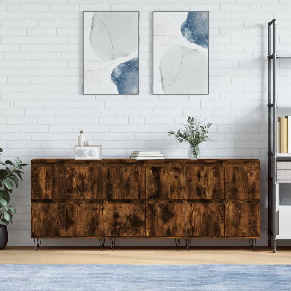 vidaXL Sideboards 3 pcs Smoked Oak Engineered Wood