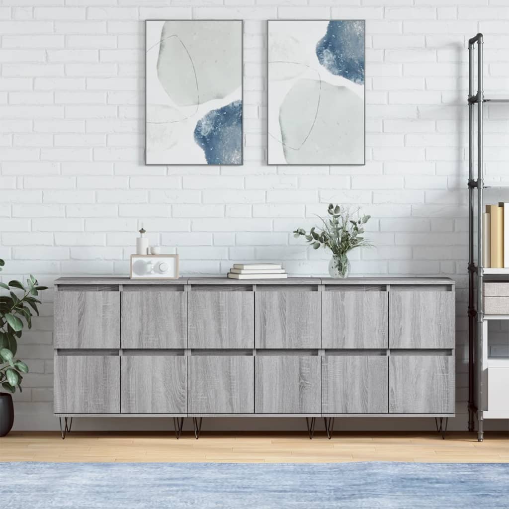 vidaXL Sideboards 3 pcs Grey Sonoma Engineered Wood