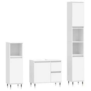 vidaXL 3 Piece Bathroom Furniture Set White Engineered Wood