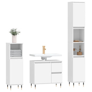 vidaXL 3 Piece Bathroom Furniture Set White Engineered Wood