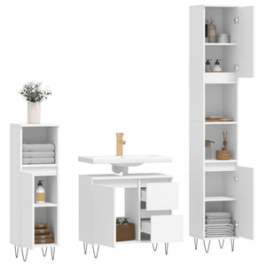 vidaXL 3 Piece Bathroom Furniture Set White Engineered Wood