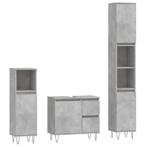 vidaXL 3 Piece Bathroom Furniture Set Concrete Grey Engineered Wood